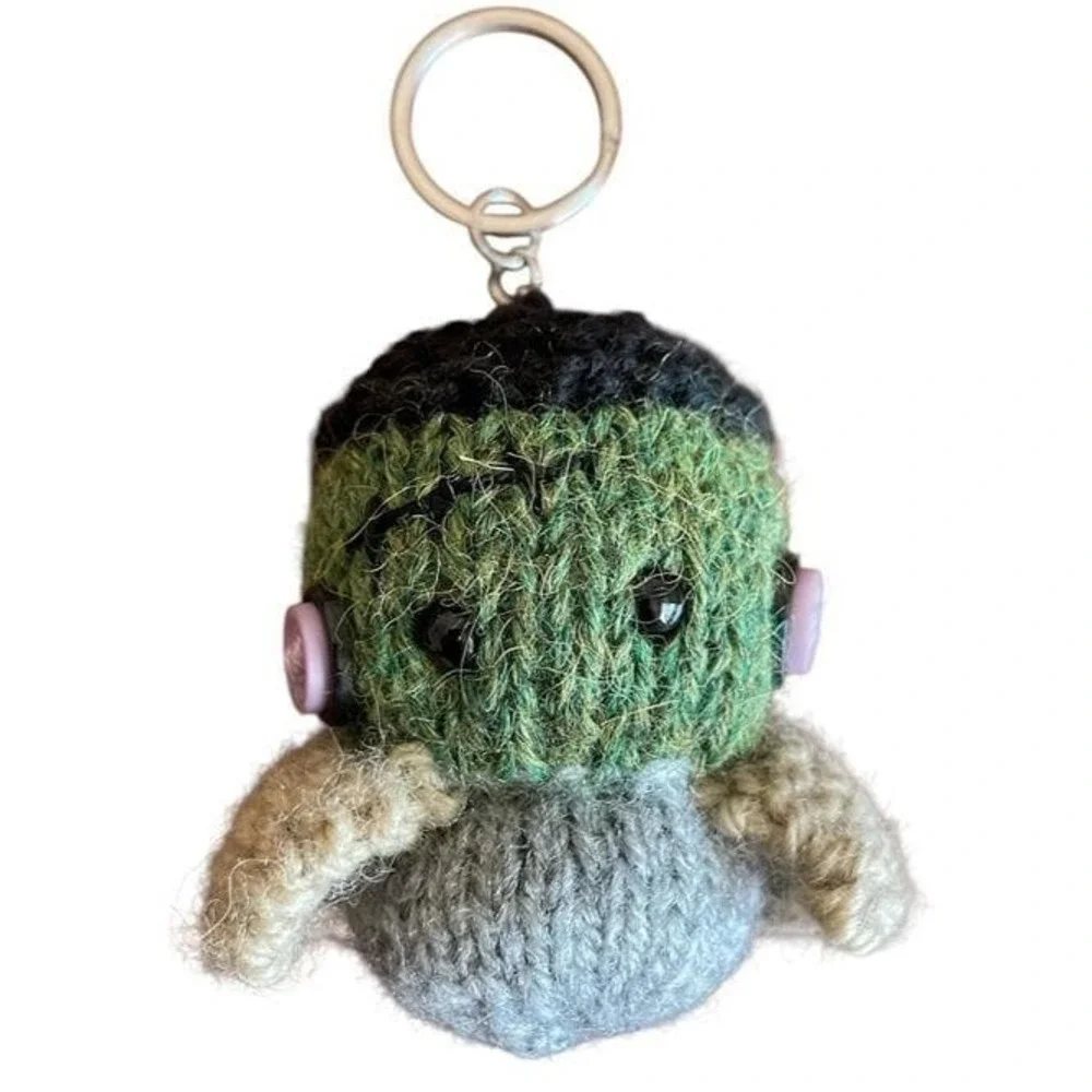 Frankenstein's Monster Keychain Bag Charms Keyring Halloween Accessory Knit Doll
